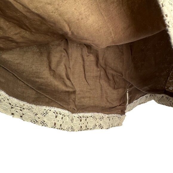 NWT Kate Hill Beige‎ & Brown Lace Dress Bow Tie Waist Cottagecore Prairie Sz 14P - Picture 4 of 12